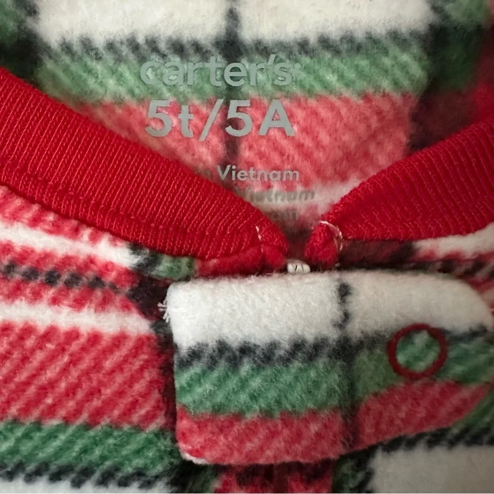 Carter's Red and White Plaid Footed One Piece Pajama Size 5T